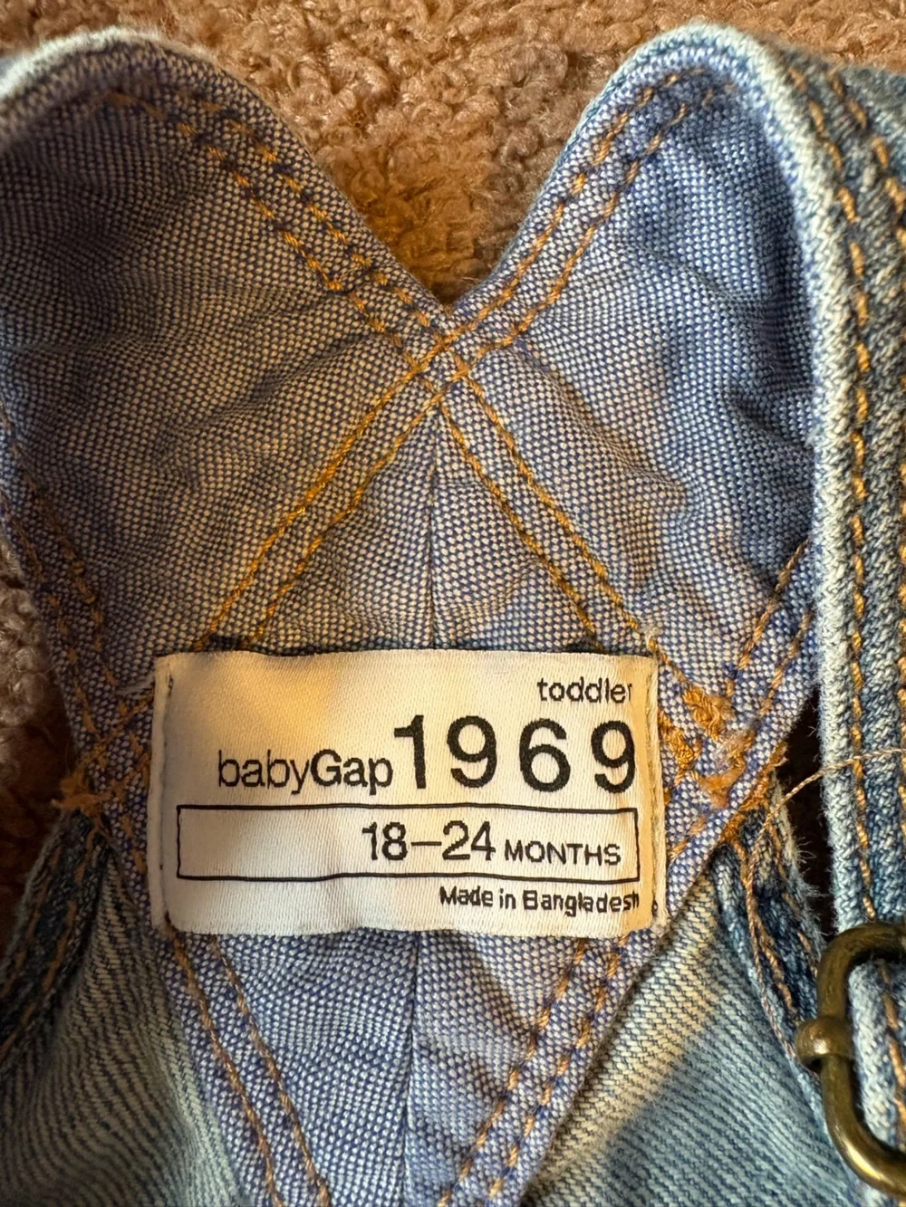 90s Faded Glory Purple Stripe Bodysuit & Blue Denim Overalls Kids Matching Set